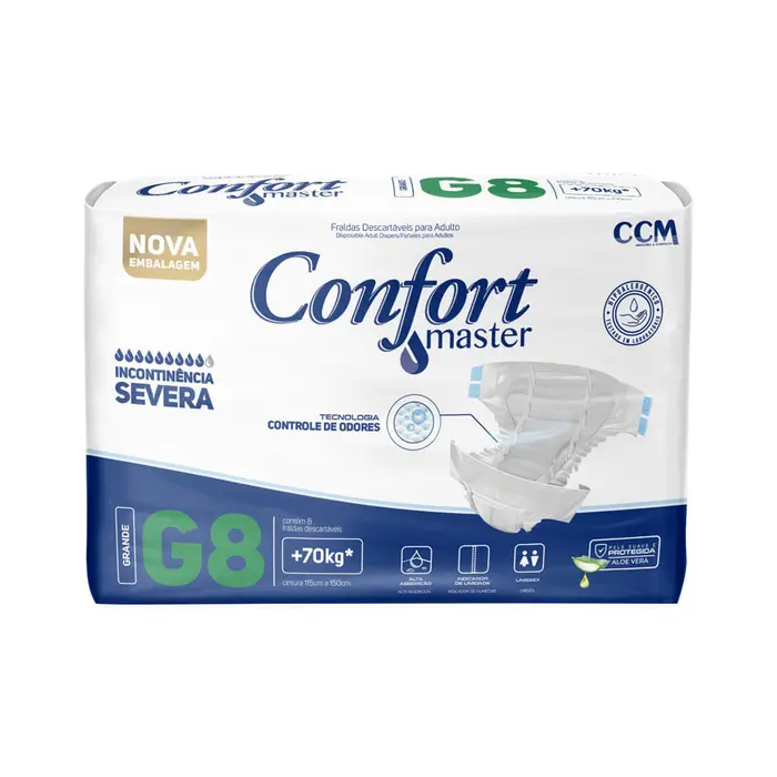 Fralda Geriatrica G Incontinencia Severa com Confort Master 8x8un