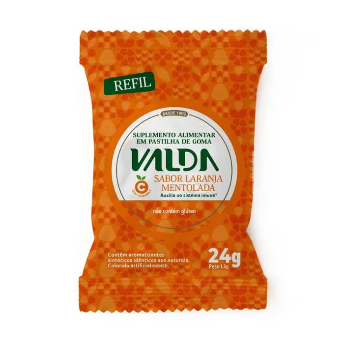 Bala de Gelatina Vitamina C Laranja Mentolada Valda 24g