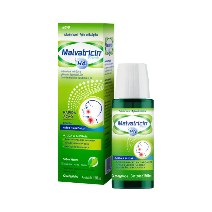 Fresh Ha 0,04 + 0,2 + 0,4% Solucao Bucal Menta Megalabs Malvatricin 150ml